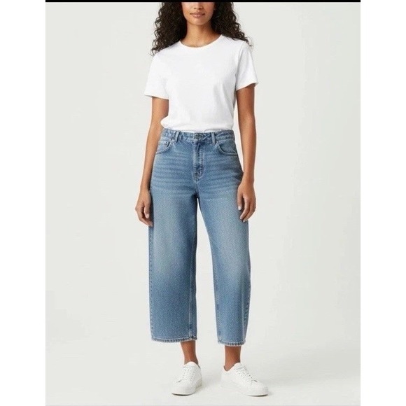 We The Free Denim - Free People Jeans Womens 28 Deep Trance Dropped Boyfriend Wide Leg We The Free